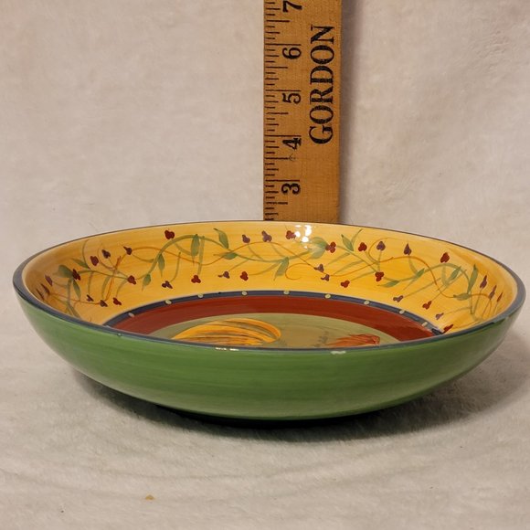 222 Fifth Rooster Serving Bowl approx 9" X 2'" - Picture 8 of 9